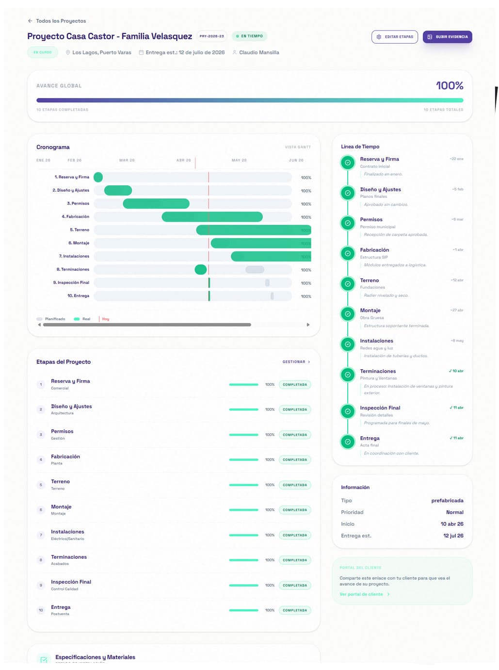 Dashboard de Seguimiento de Proyectos SolocasasChile